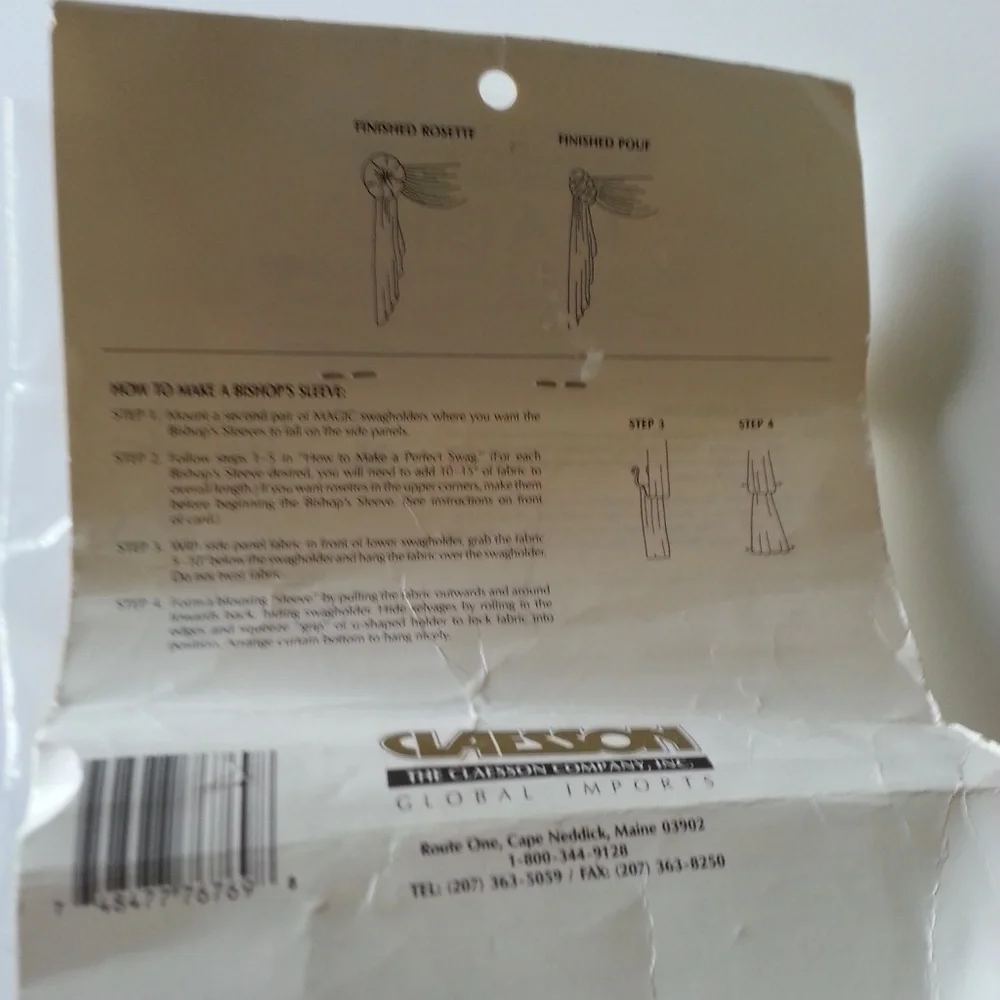Unused White metal adjustable curtain swag holders